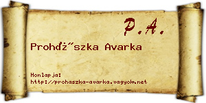 Prohászka Avarka névjegykártya